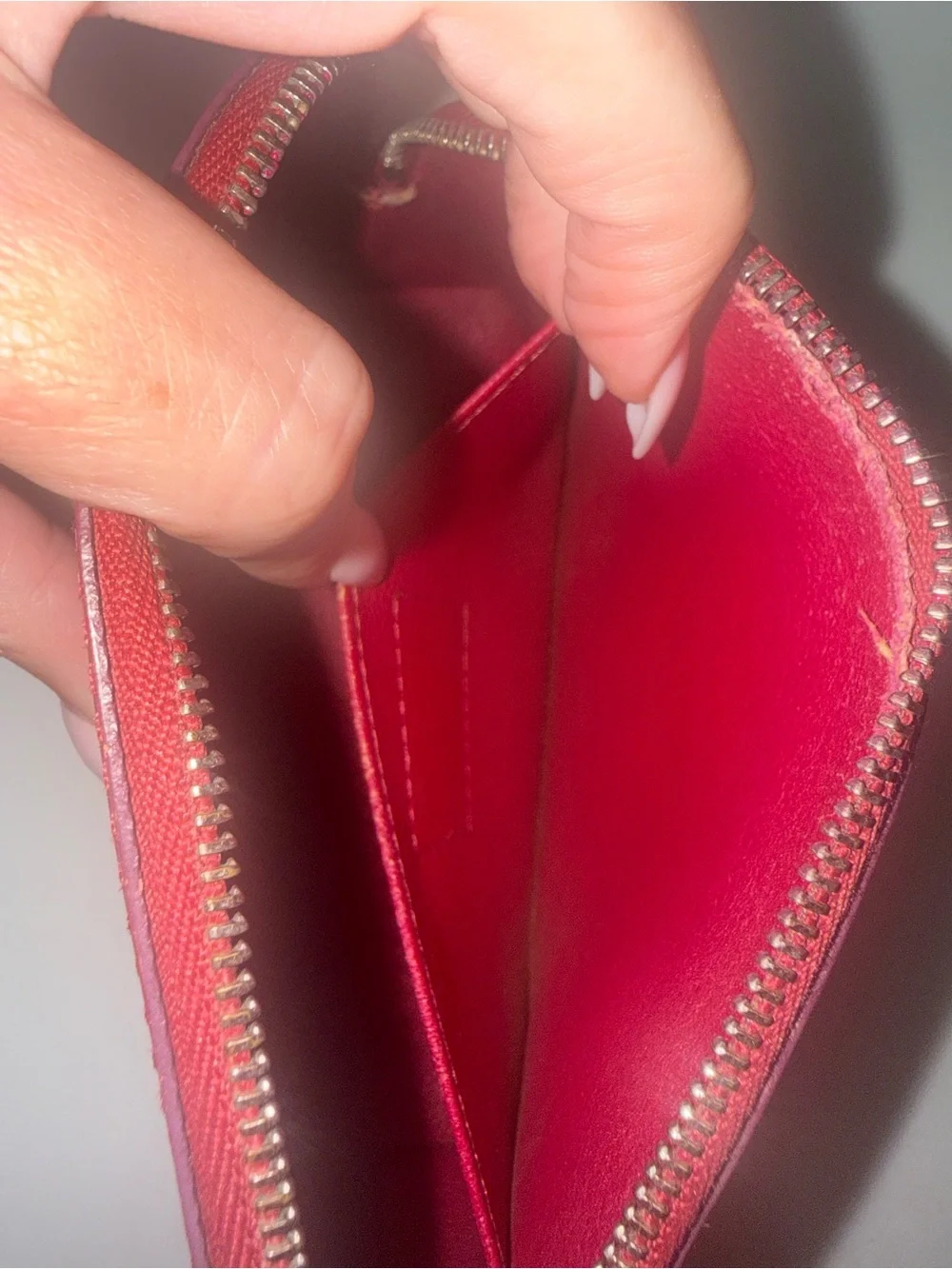 Authentic Louis Vuitton Red Textured Cosmetic Pouch